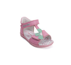 D.D.Step sandale fete piele 20-25 Daisy Pink cu floare