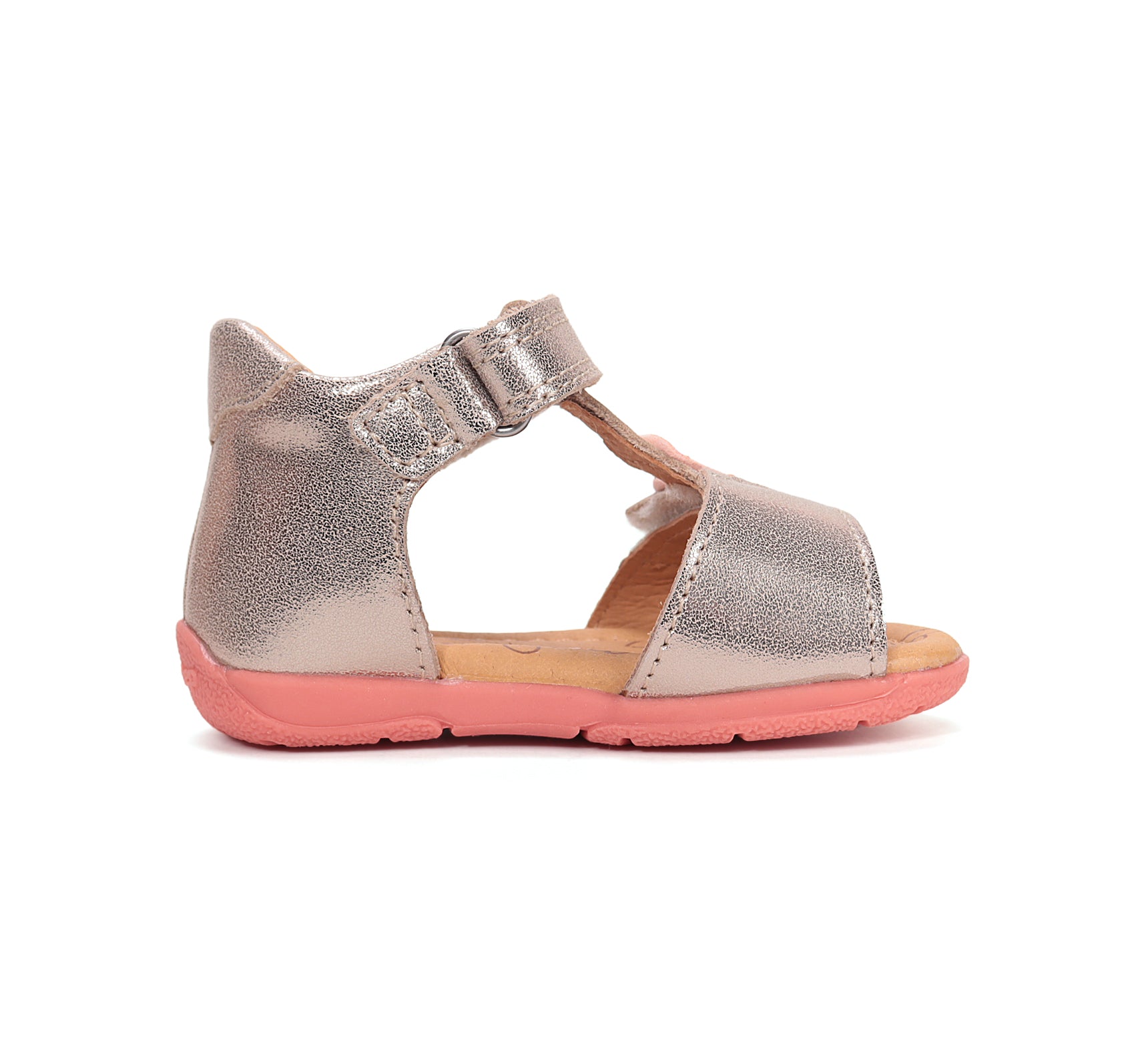 D.D.Step sandale fete piele 20-25 Gold cu floare