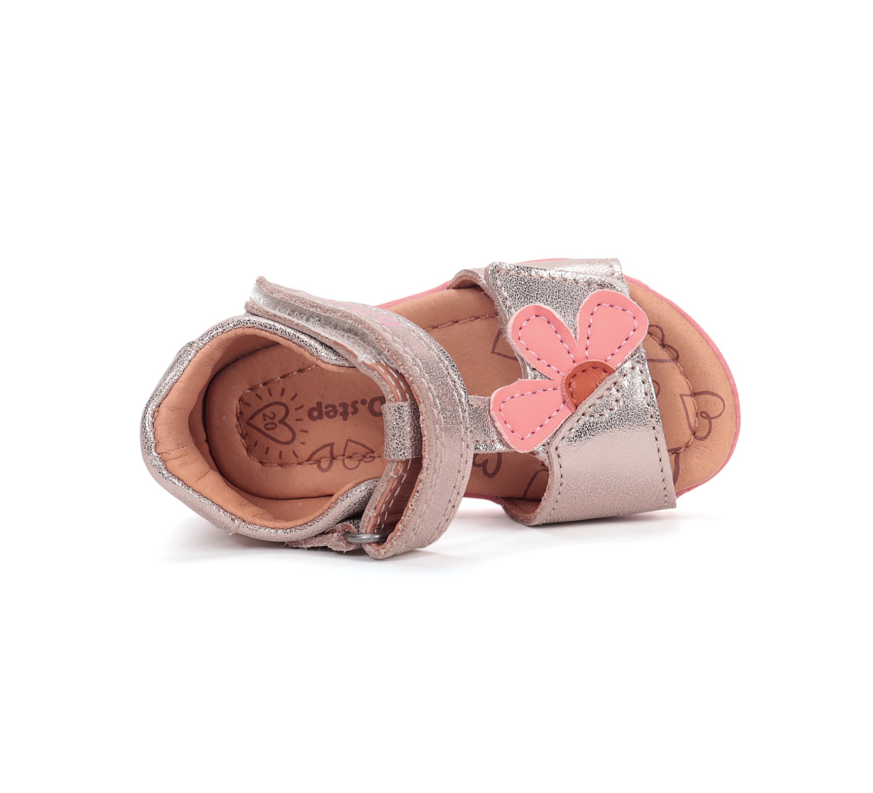 D.D.Step sandale fete piele 20-25 Gold cu floare