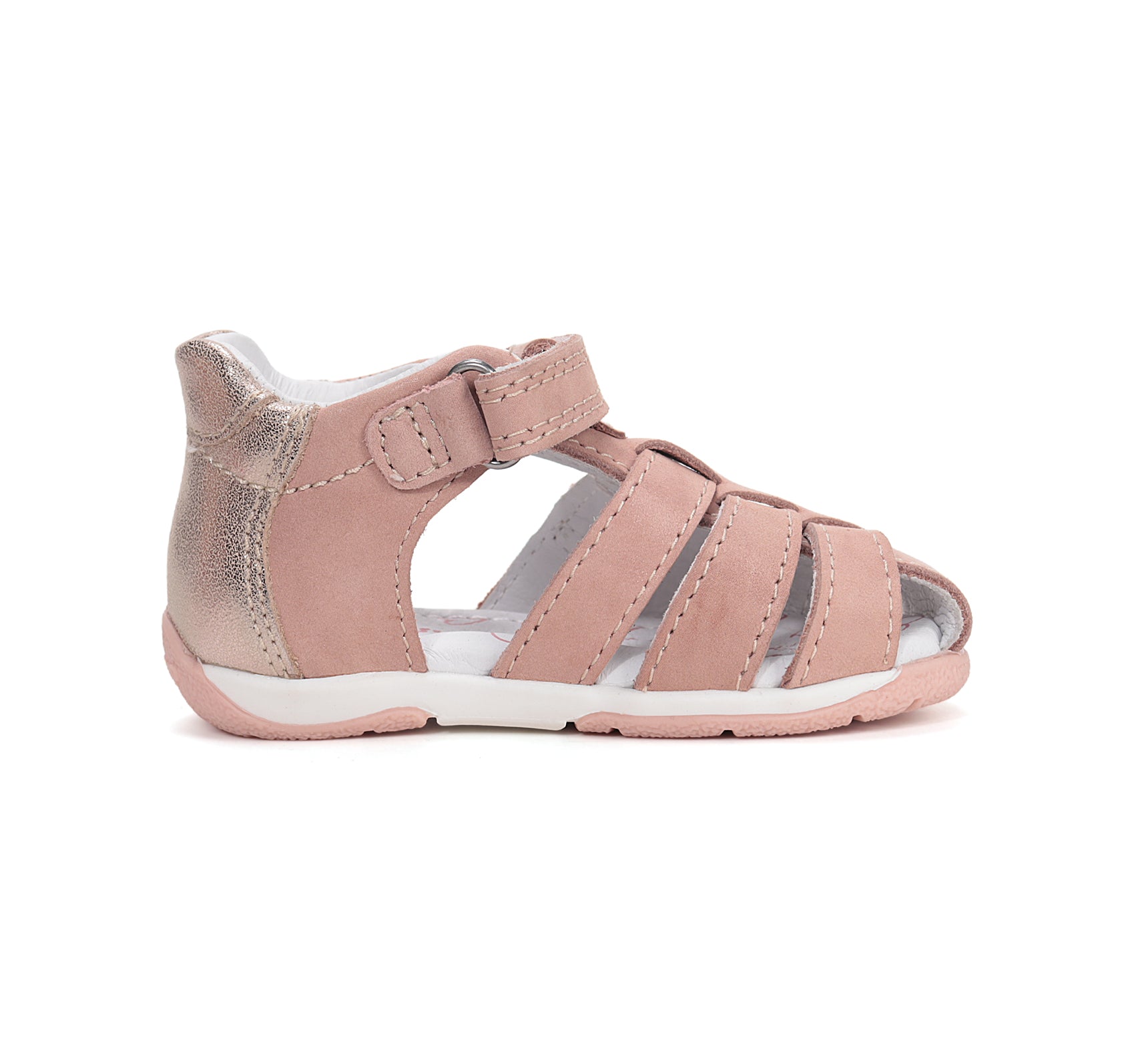 D.D.Step sandale fete piele 20-25 Rose Gold cu pudrat