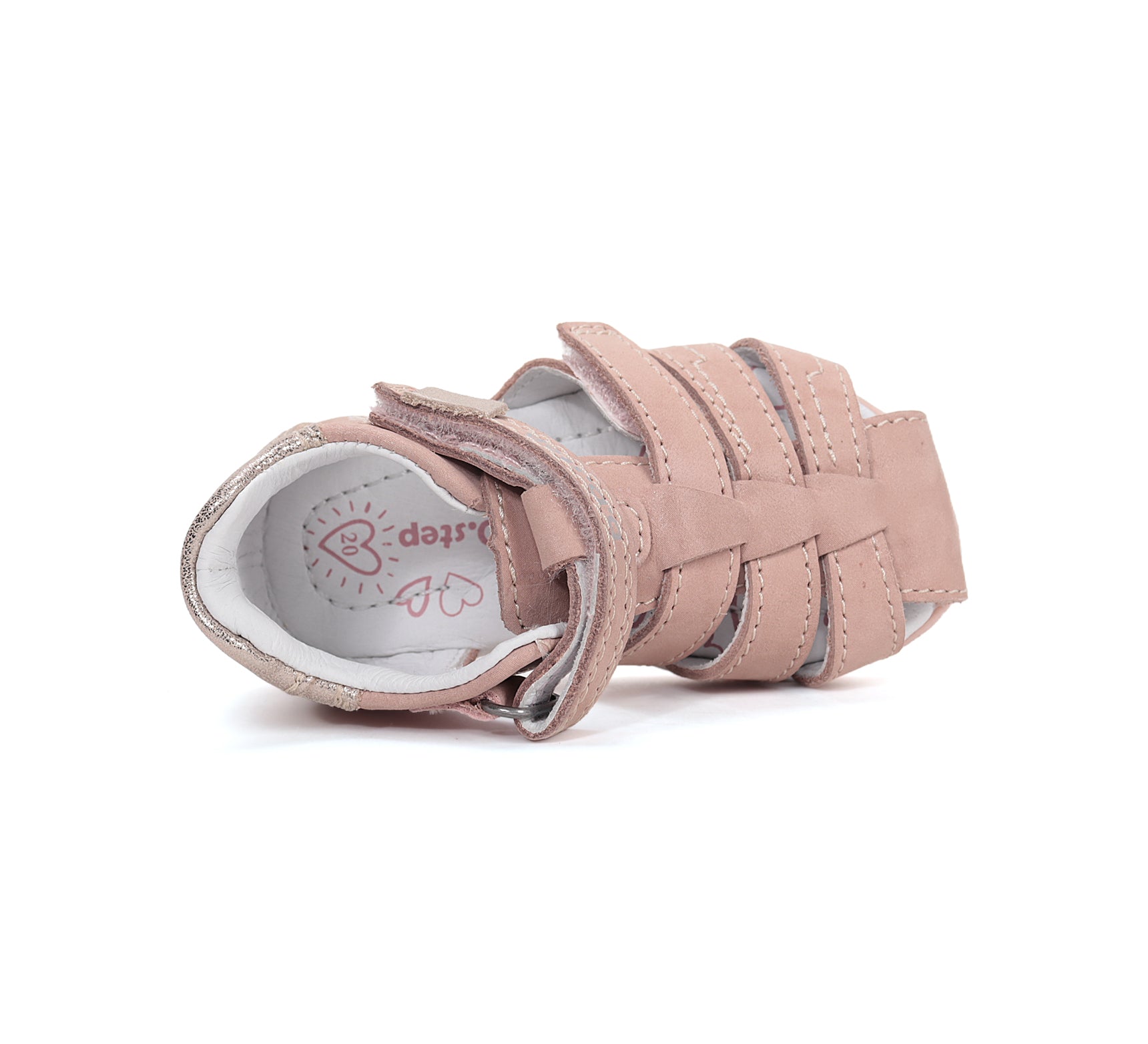 D.D.Step sandale fete piele 20-25 Rose Gold cu pudrat