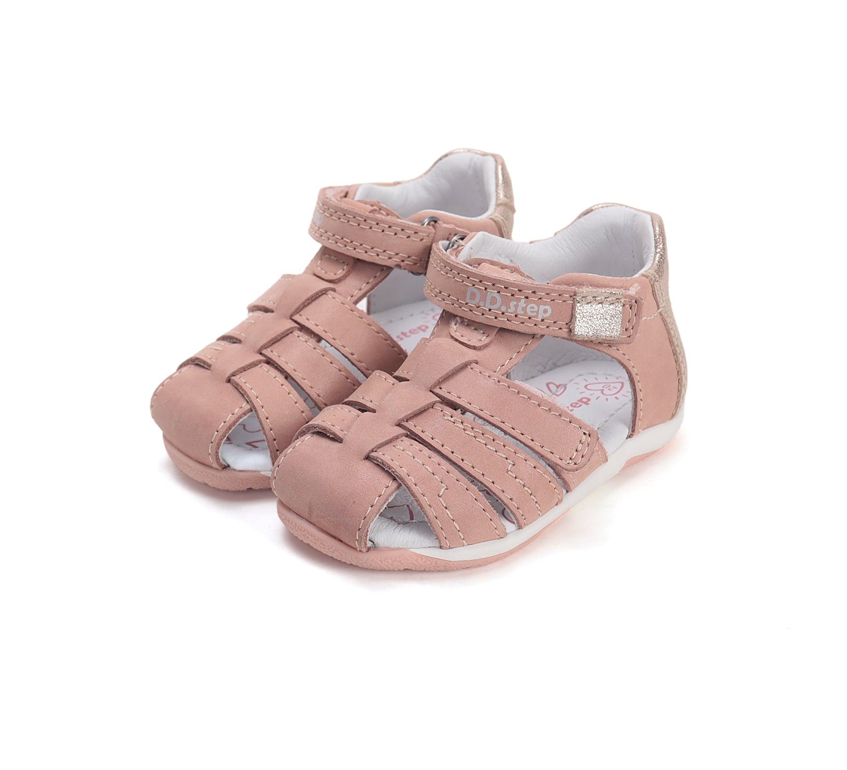 D.D.Step sandale fete piele 20-25 Rose Gold cu pudrat Imagine principală a produsului