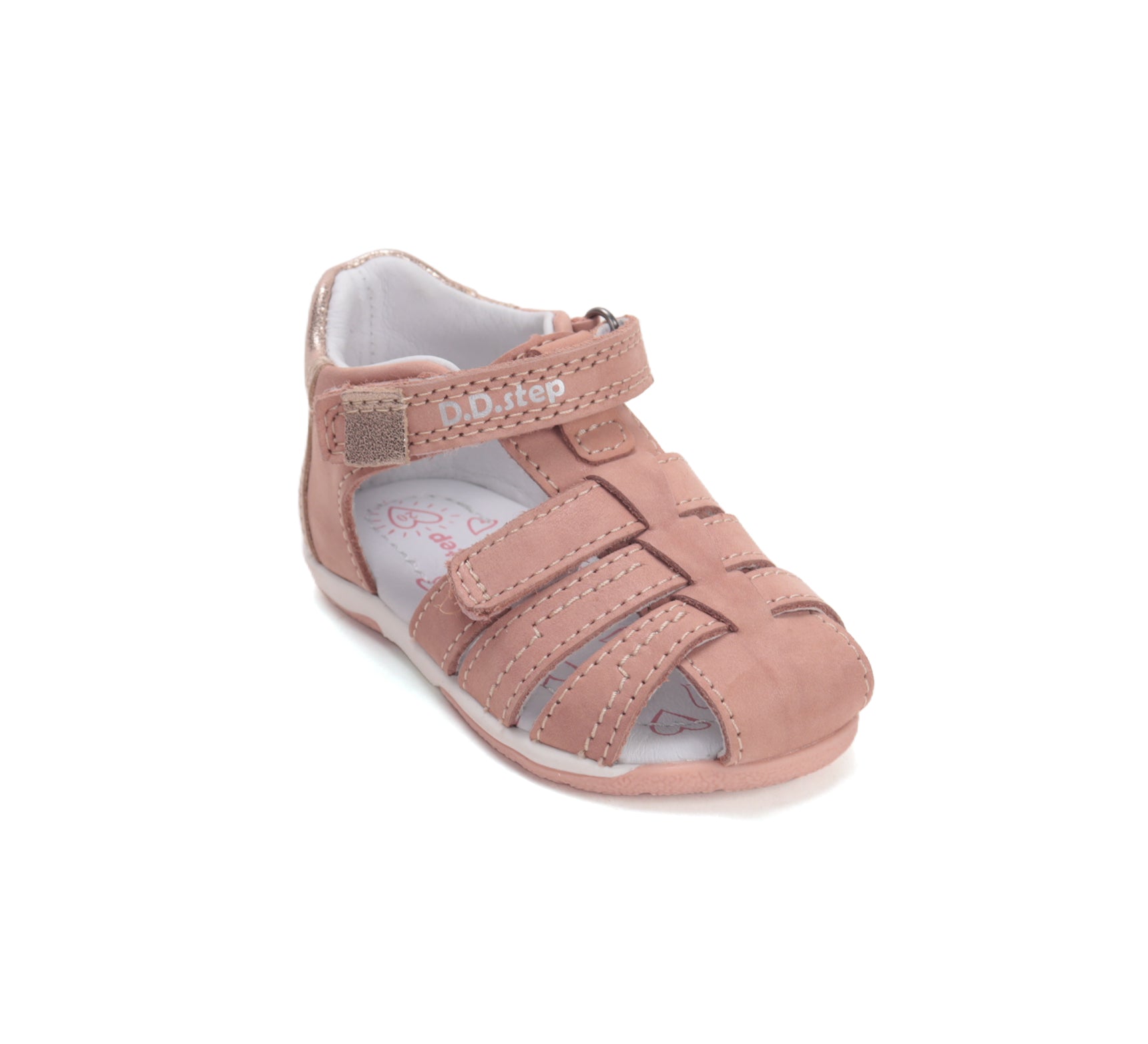 D.D.Step sandale fete piele 20-25 Rose Gold cu pudrat