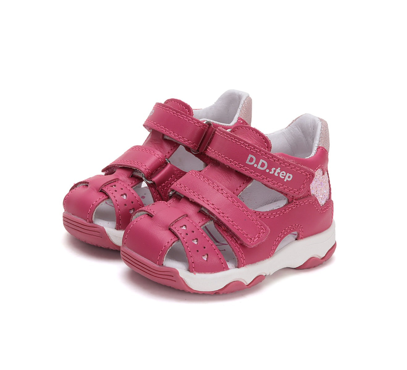 D.D.Step sandale fetite 26-31 Dark Pink cu inimoara