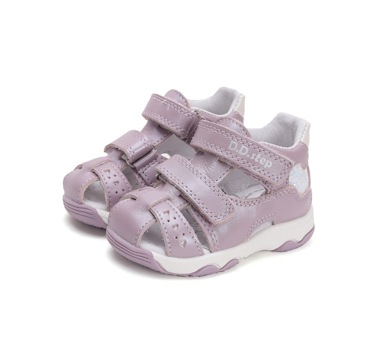 D.D.Step sandale fetite 20-25 Mauve cu inimoara Imagine principală a produsului
