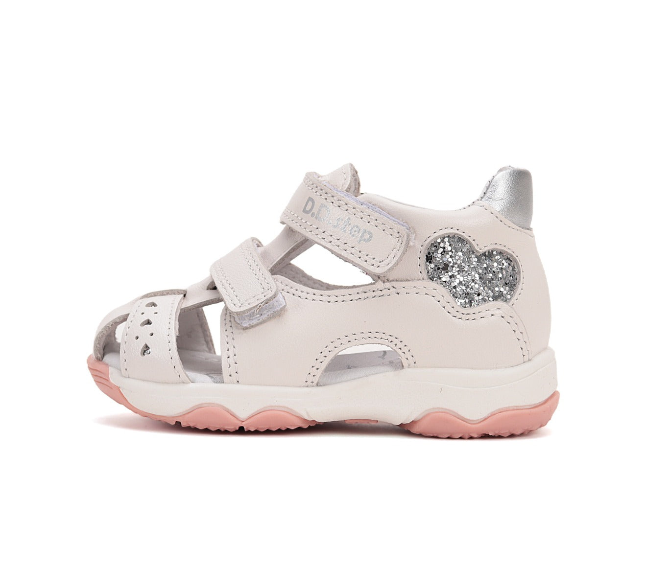D.D.Step sandale fetite 20-25 White cu inimoara