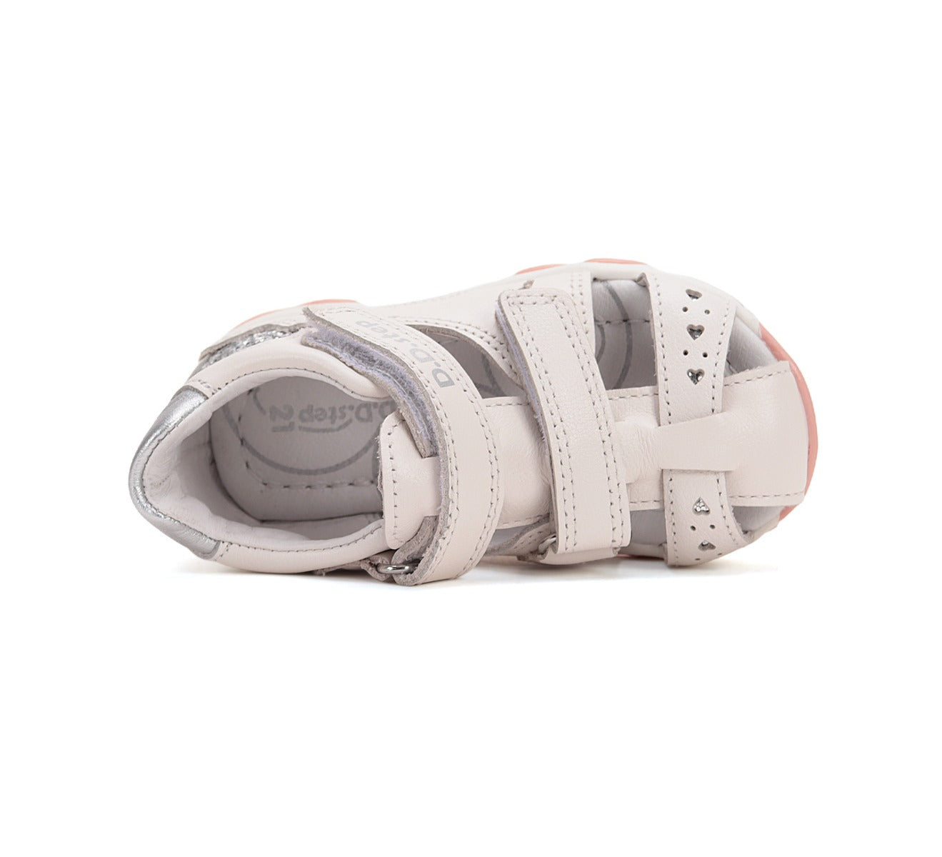 D.D.Step sandale fetite 26-31 White cu inimoara