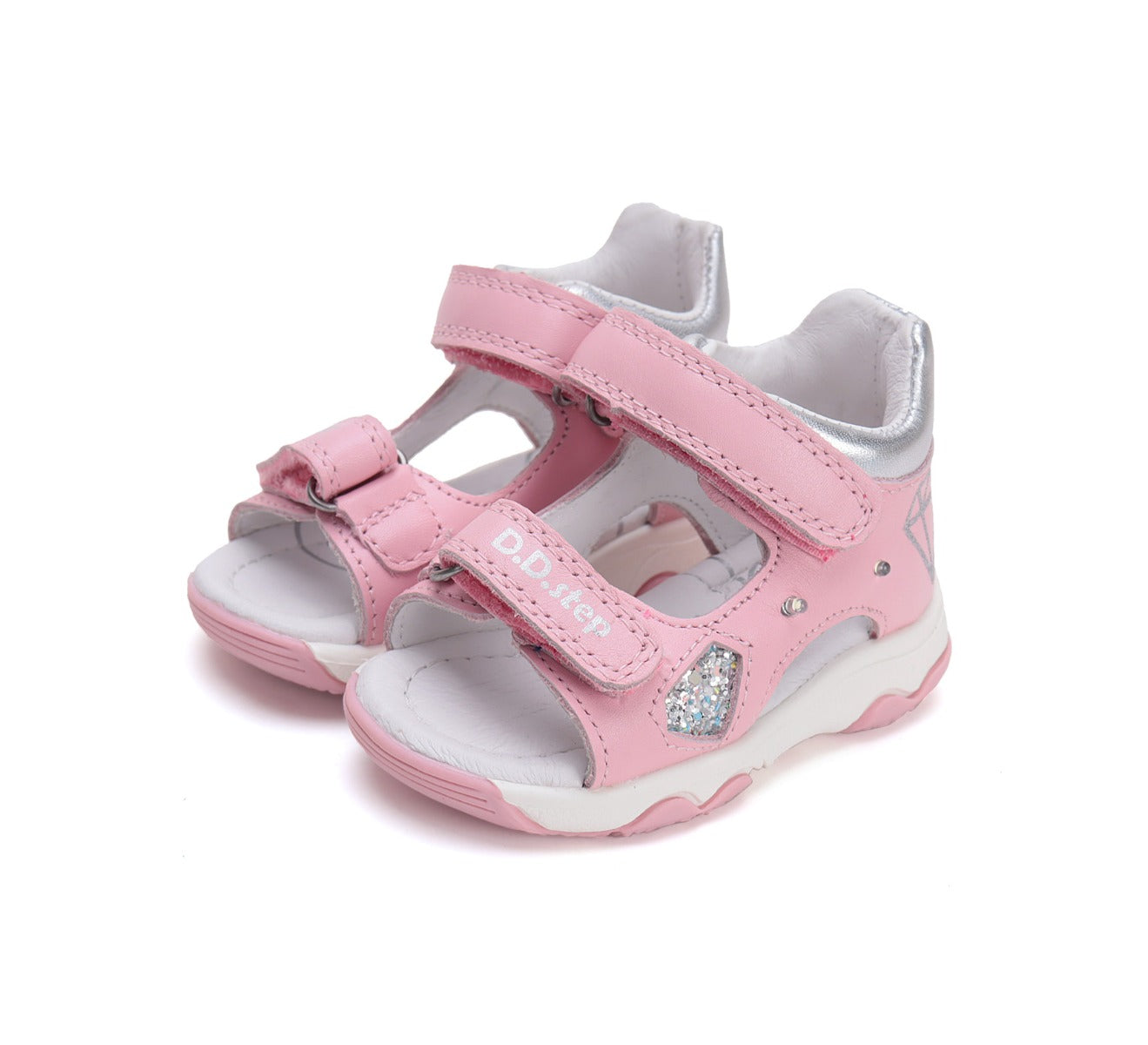 D.D.Step sandale fetite cu LED 20-25 Daisy Pink cu diamante Imagine principală a produsului