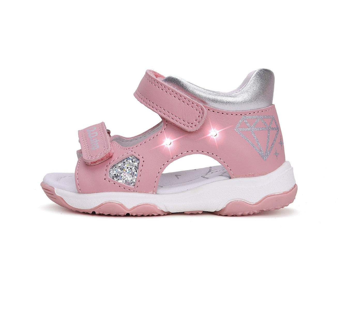 D.D.Step sandale fetite cu LED 20-25 Daisy Pink cu diamante