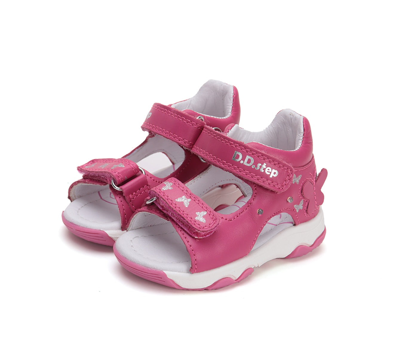 D.D.Step sandale fetite cu LED 20-25 Dark Pink cu fluturasi Imagine principală a produsului