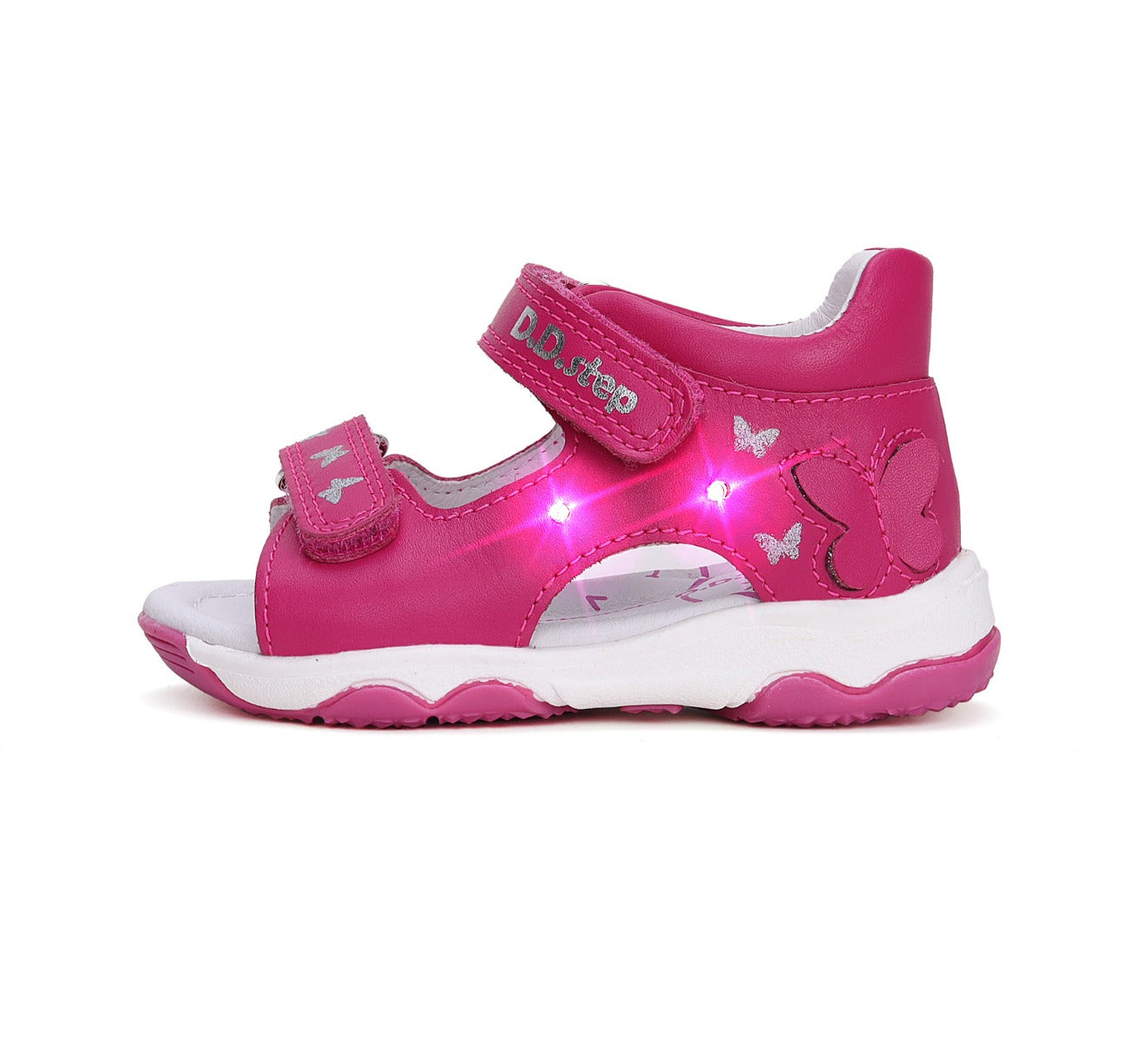 D.D.Step sandale fetite cu LED 20-25 Dark Pink cu fluturasi Imagine secundară a produsului