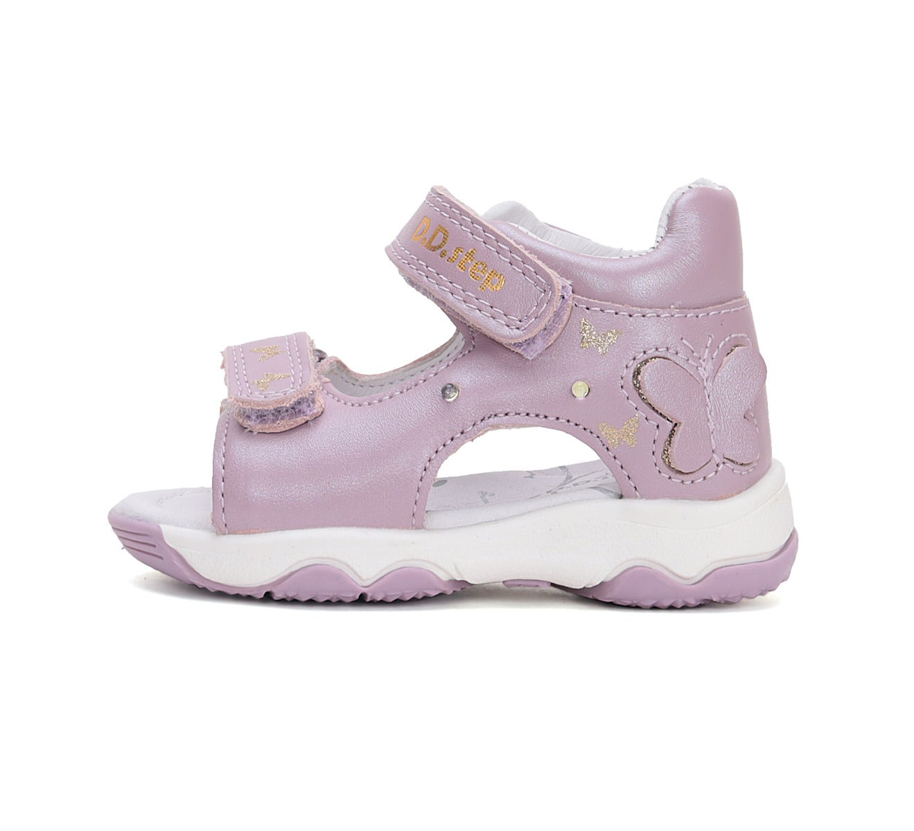 D.D.Step sandale fetite cu LED 20-25 Mauve cu fluturasi