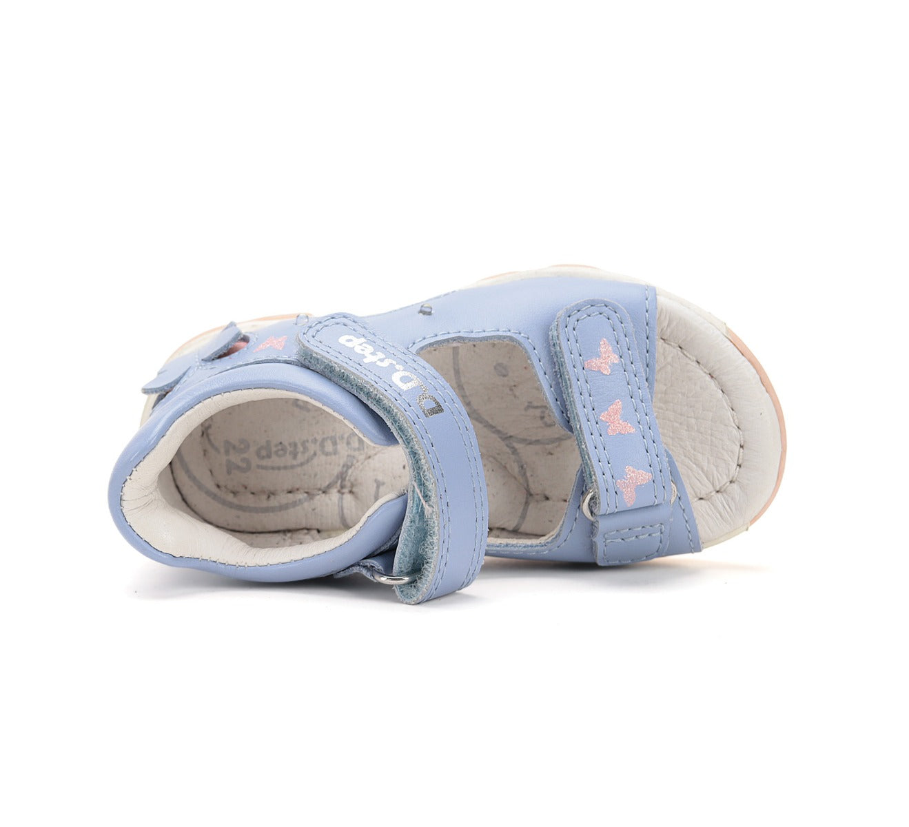 D.D.Step sandale fetite cu LED 20-25 Sky Blue cu fluturasi
