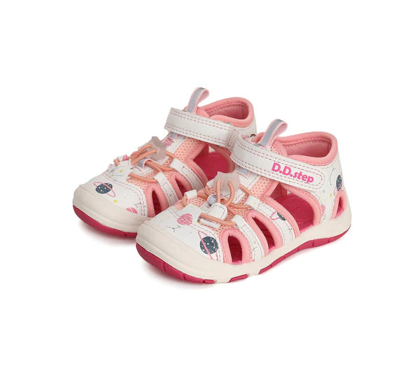 D.D.Step sandale fetite "Quick Dry" 26-31 White cu planete Imagine principală a produsului