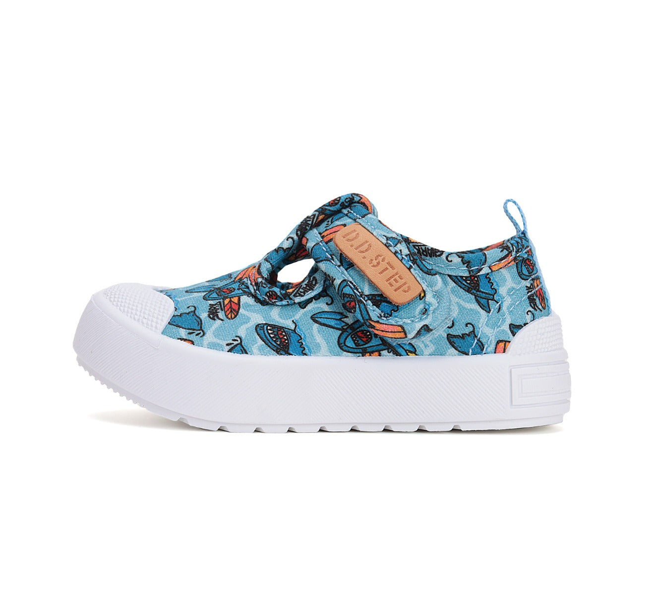 D.D.Step tenisi baieti decupati 26-31 Sky Blue cu rechin