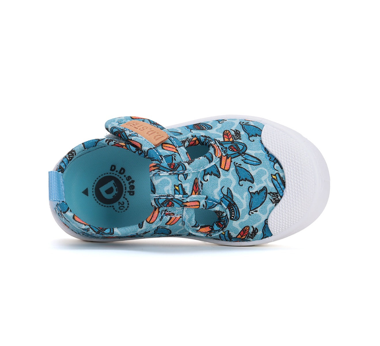 D.D.Step tenisi baieti decupati 26-31 Sky Blue cu rechin