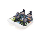 D.D.Step tenisi baieti decupati din panza 22-33 Royal Blue cu graffiti