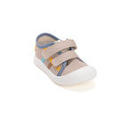 D.D.Step tenisi baieti din panza 22-27 Cream cu dungi