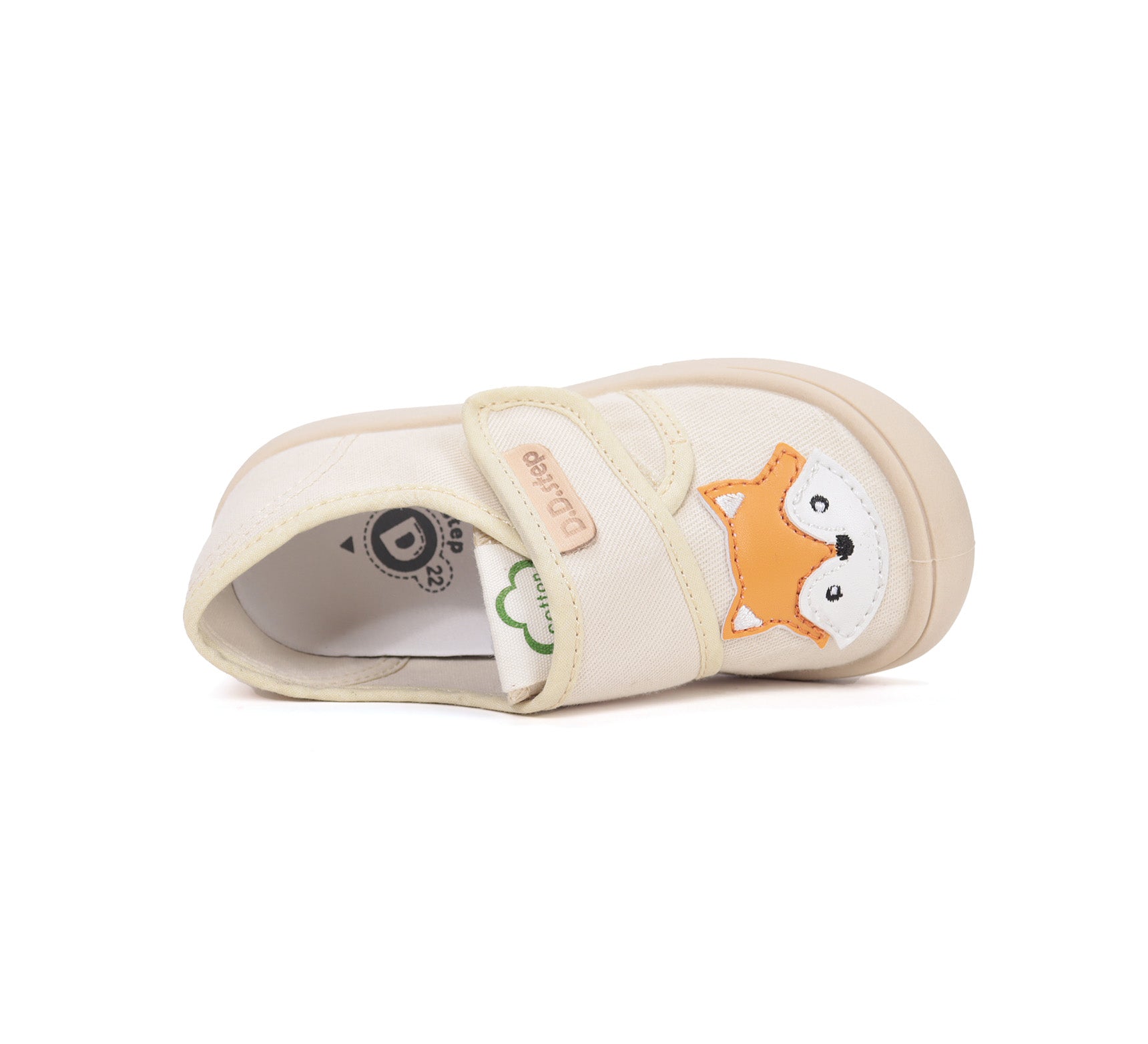 D.D.Step tenisi baieti din panza 22-27 Cream cu vulpe