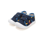 D.D.Step tenisi baieti din panza 22-27 Royal Blue cu dungi