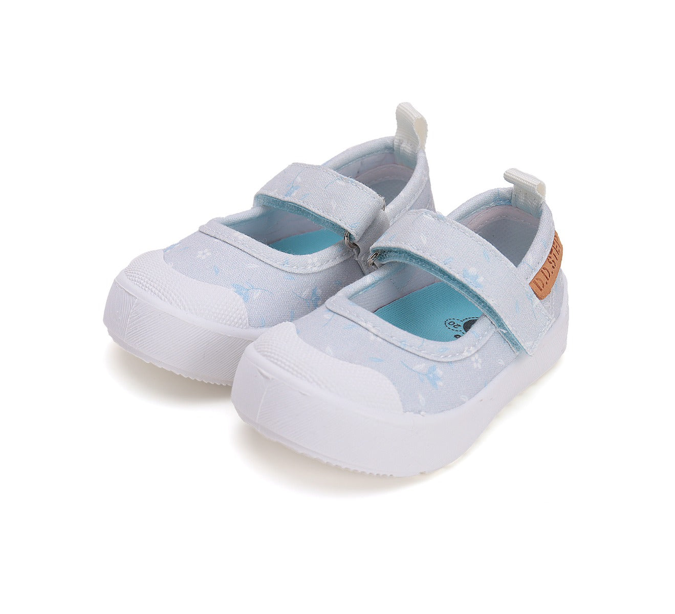 D.D.Step tenisi fete decupati 26-31 Sky Blue cu floricele Imagine principală a produsului