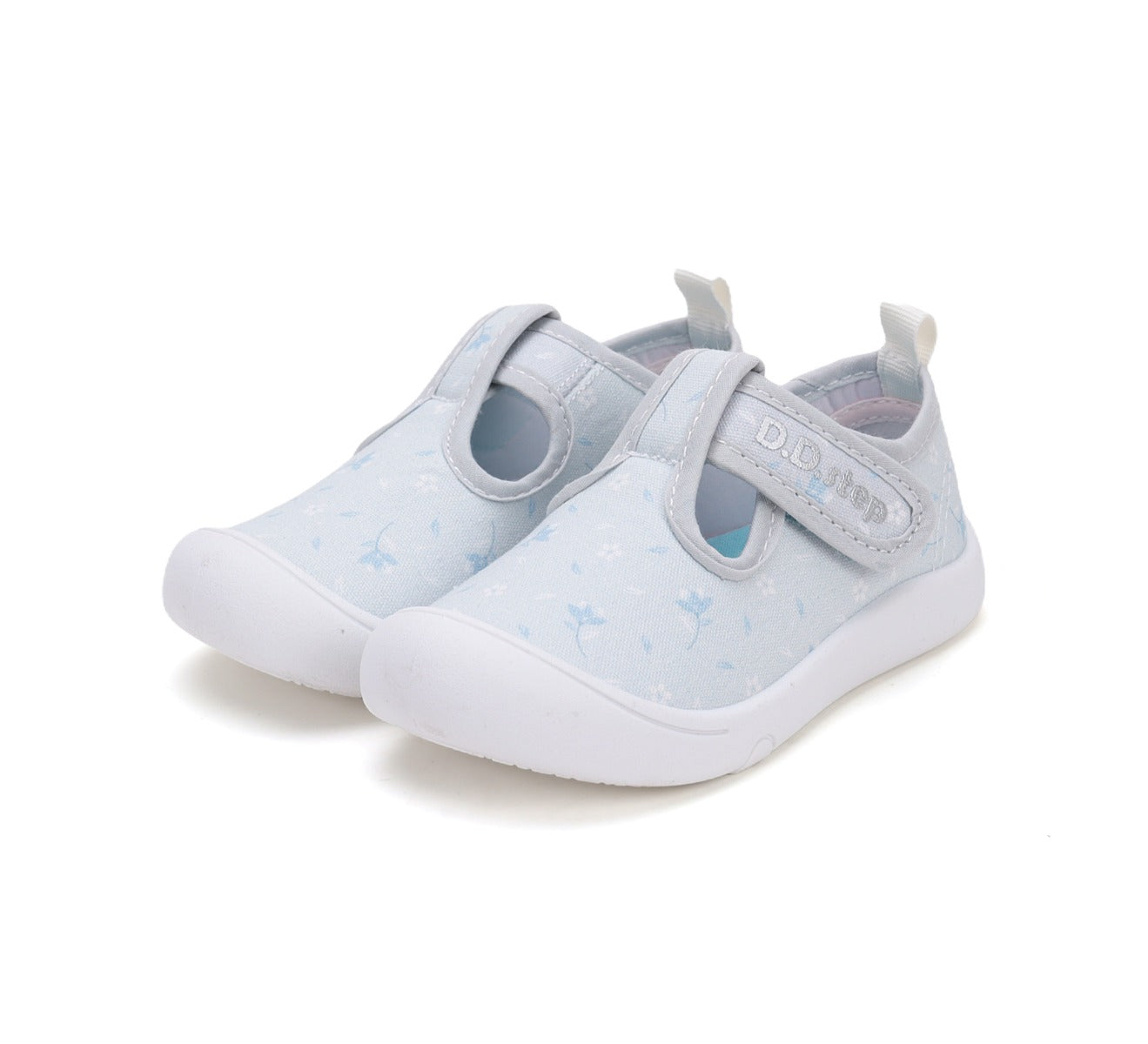 D.D.Step tenisi fete decupati 22-27 Sky Blue cu floricele Imagine principală a produsului