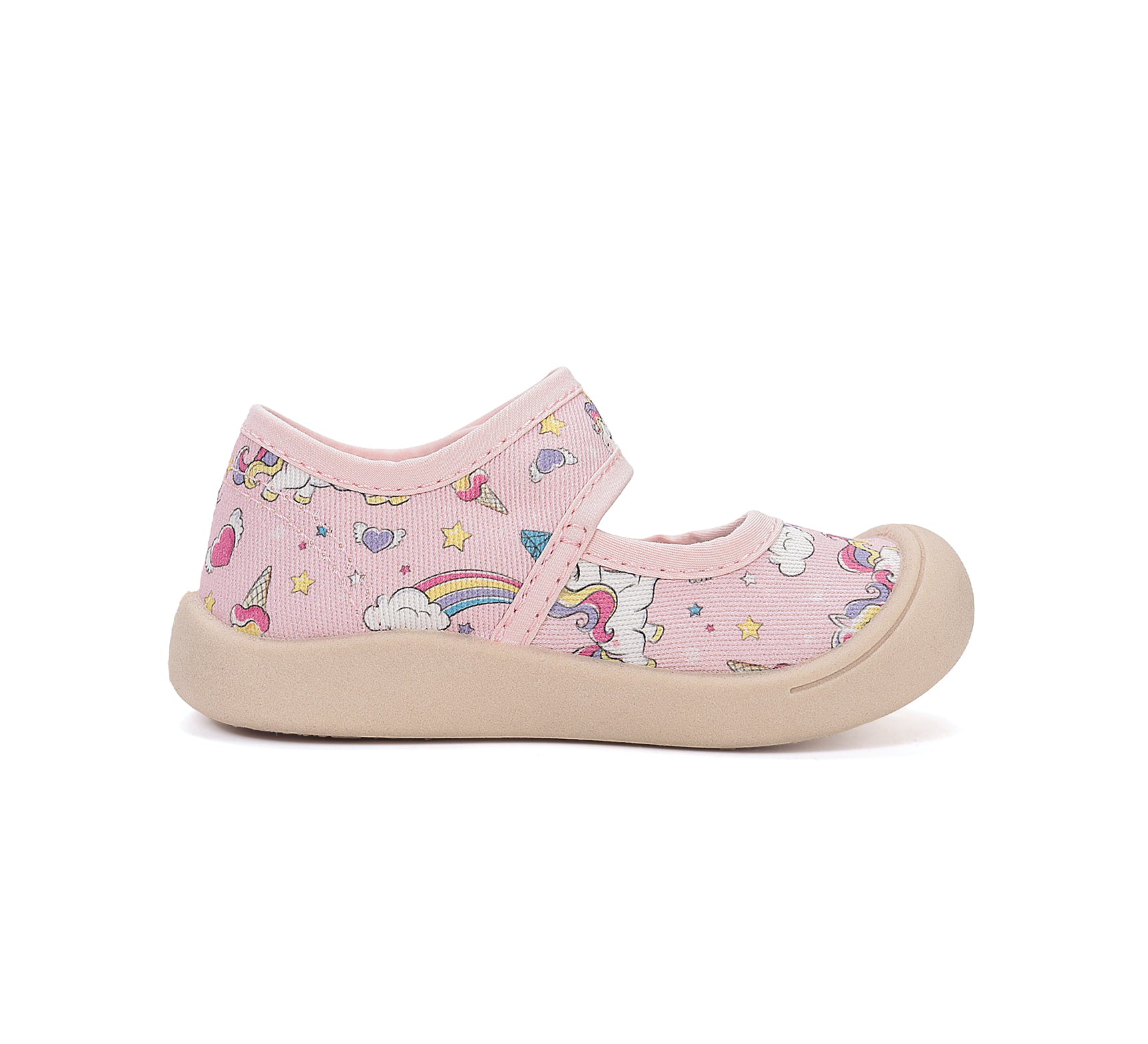 D.D.Step tenisi fete decupati din panza 22-33 Baby Pink Unicorn