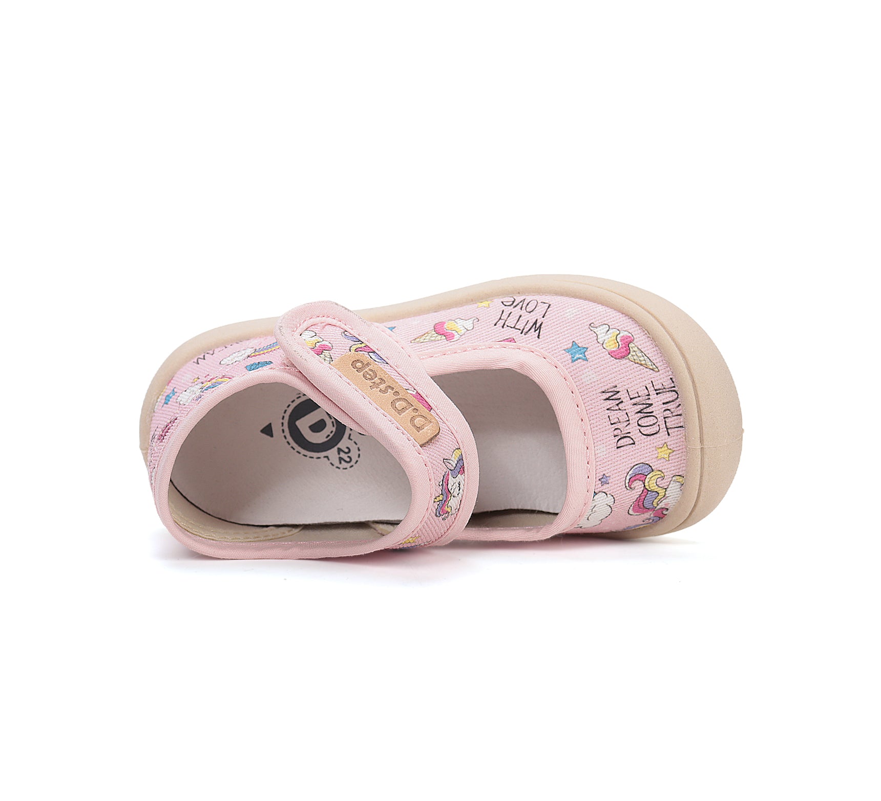 D.D.Step tenisi fete decupati din panza 22-33 Baby Pink Unicorn
