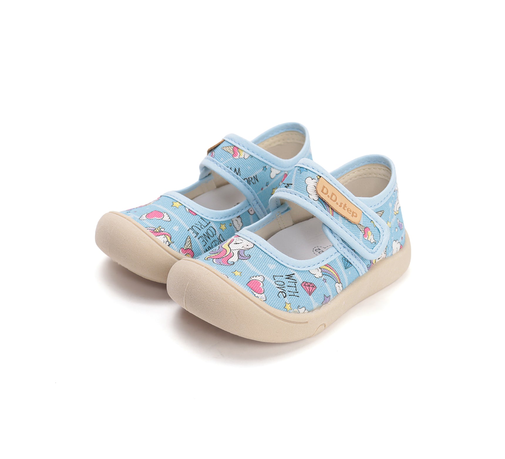 D.D.Step tenisi fete decupati din panza 22-33 Oceanic Unicorn Imagine principală a produsului