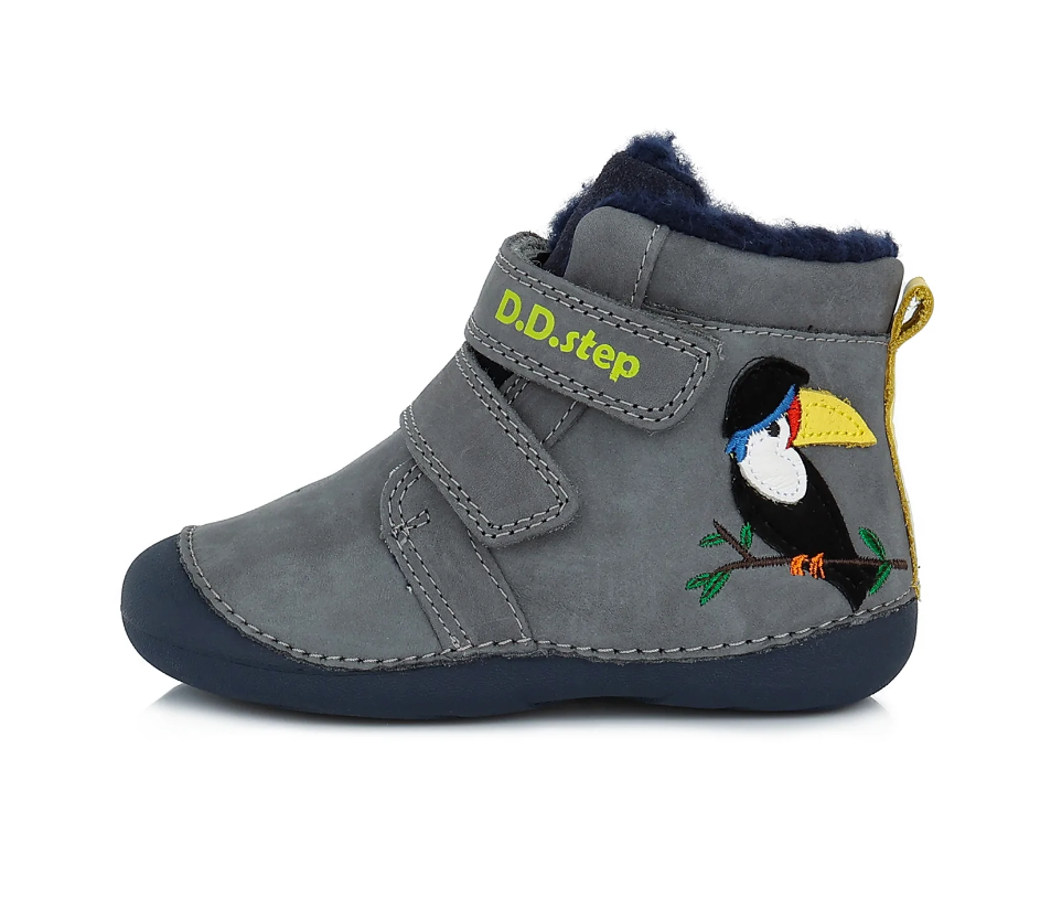 D.D.Step ghete baieti Primii Pasi imblaniti 18-24, Pasare Dark Grey Imagine principală a produsului