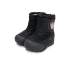 D.D.Step cizme fete Aqua-Tex imblanite 22-27 Black cu inimioara