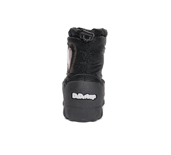 D.D.Step cizme fete Aqua-Tex imblanite 28-33 Black cu inimioara