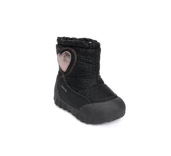 D.D.Step cizme fete Aqua-Tex imblanite 28-33 Black cu inimioara