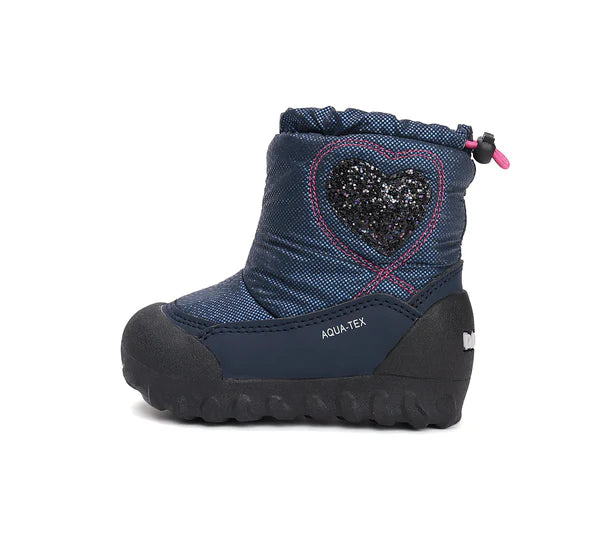 D.D.Step cizme fete Aqua-Tex imblanite 28-33 Royal Blue cu inimioara
