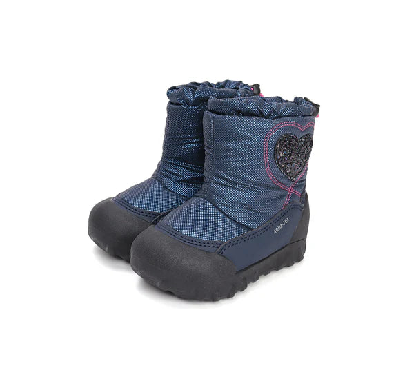 D.D.Step cizme fete Aqua-Tex imblanite 28-33 Royal Blue cu inimioara Imagine principală a produsului