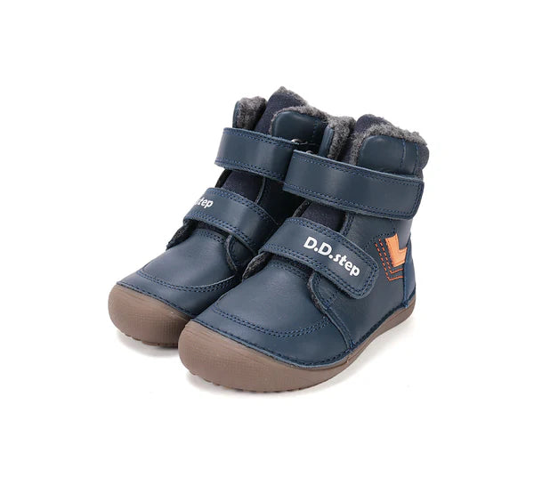 D.D.Step ghete baieti Barefoot captusite 25-30 Rotal Blue cu portocaliu