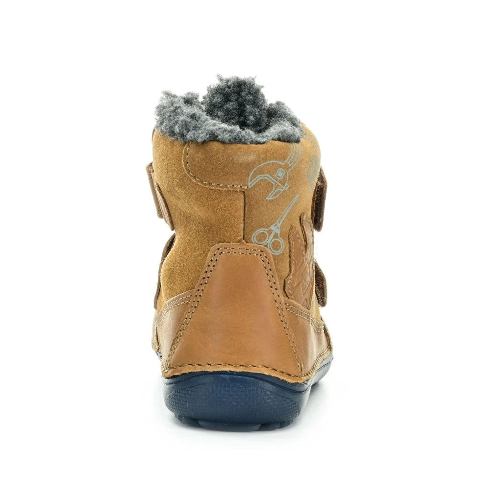 D.D.Step ghete baieti Barefoot captusite cu talpa fluorescenta 25-30 Chocolate cu unelte