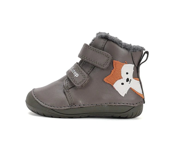 D.D.Step ghete baieti Barefoot imblanite 20-25 Khaki cu raton