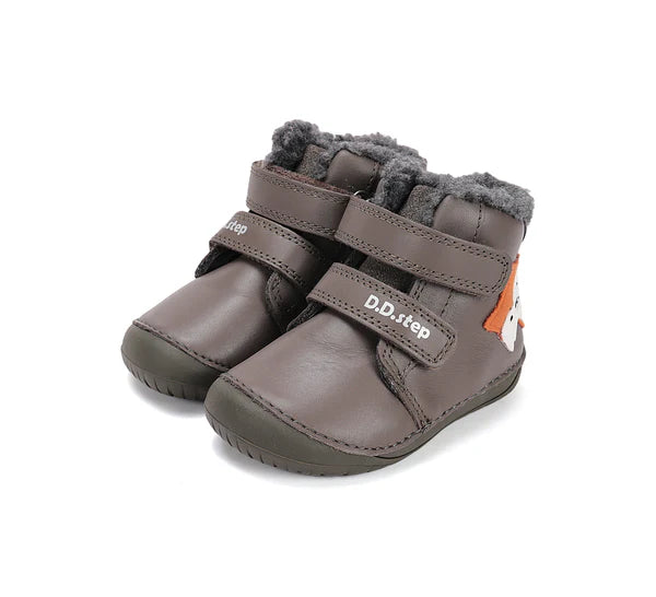 D.D.Step ghete baieti Barefoot imblanite 20-25 Khaki cu raton Imagine principală a produsului
