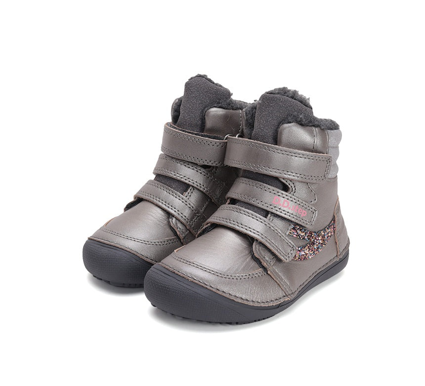 D.D.Step ghete fete Barefoot captusite 26-31 Dark Grey cu paiete Imagine principală a produsului