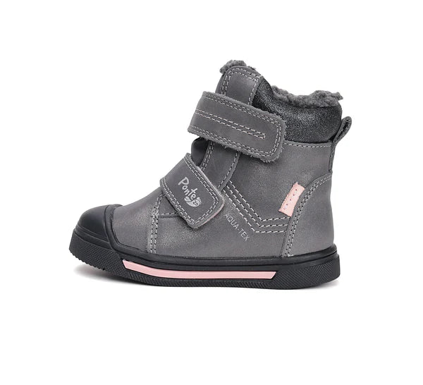 D.D.Step ghete fete imblanite Ponte20 supinati AQUA-TEX 28-33 Dark Grey cu roz