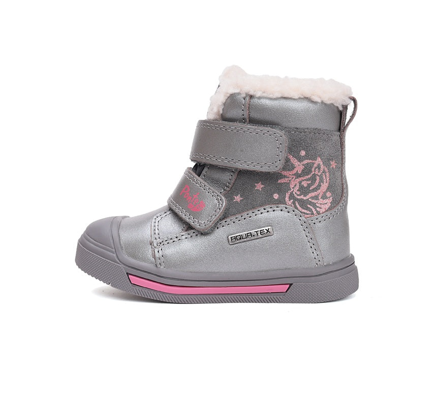 D.D.Step ghete fete imblanite Ponte20 supinati AQUA-TEX 22-27 Dark Grey cu unicorn