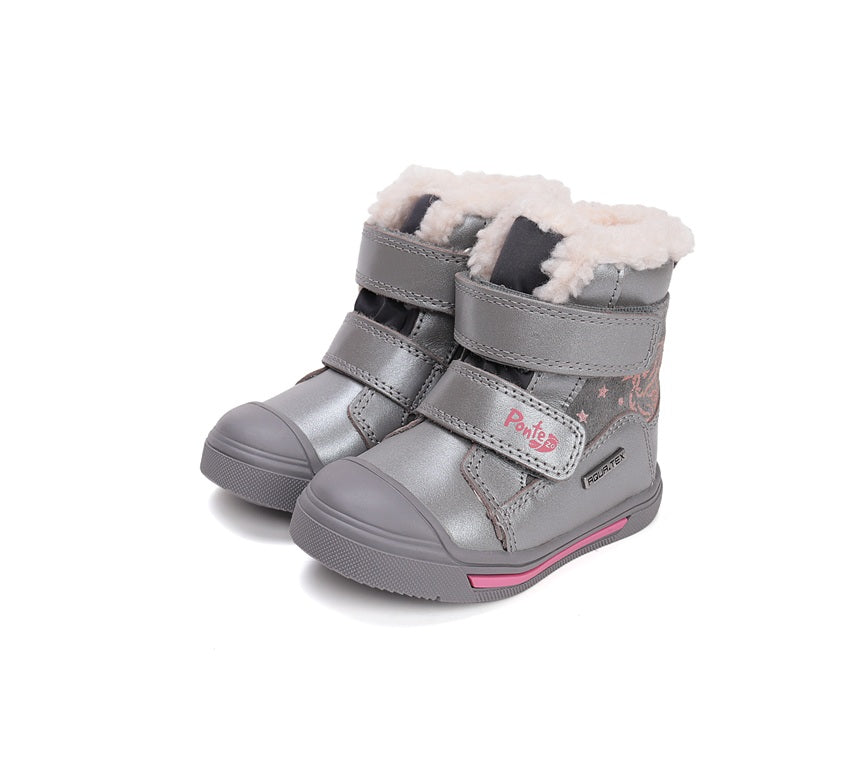 D.D.Step ghete fete imblanite Ponte20 supinati AQUA-TEX 22-27 Dark Grey cu unicorn