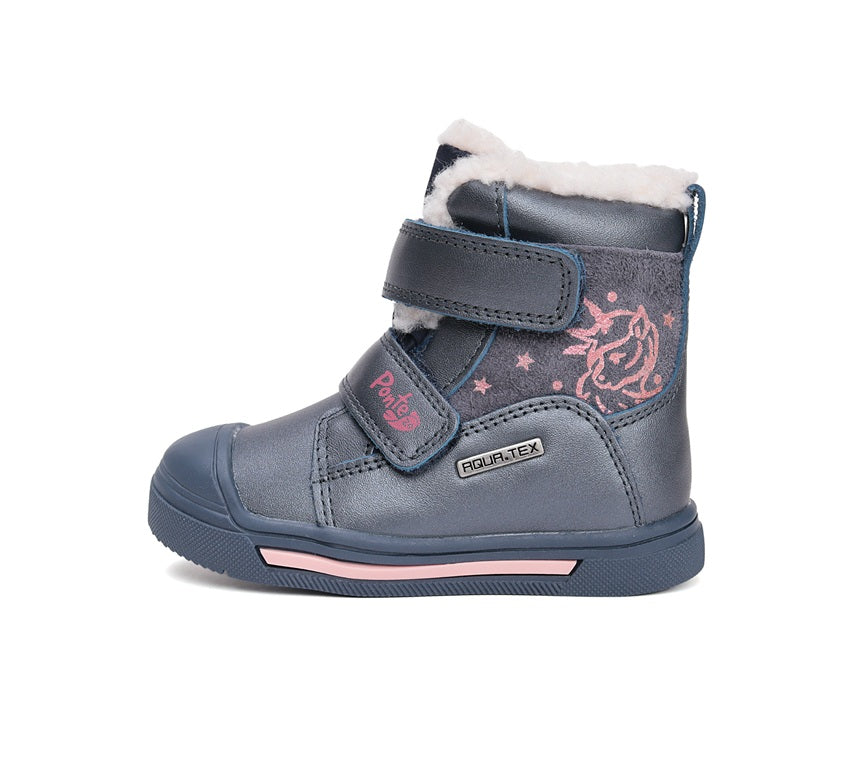 D.D.Step ghete fete imblanite Ponte20 supinati AQUA-TEX 28-33 Royal Blue cu unicorn