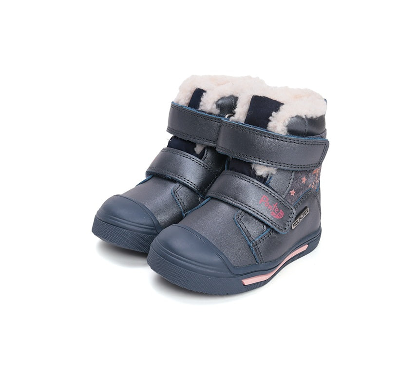 D.D.Step ghete fete imblanite Ponte20 supinati AQUA-TEX 22-27 Royal Blue cu unicorn