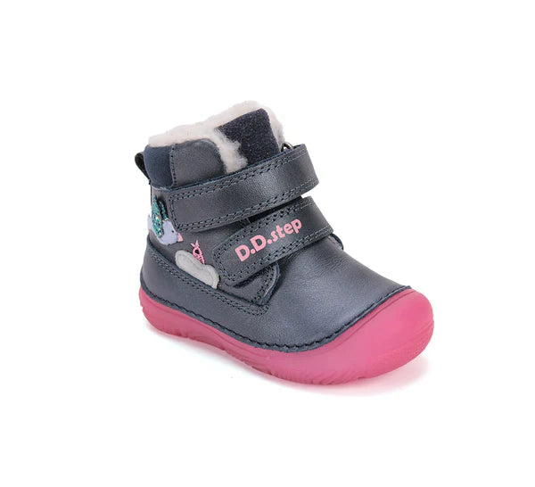 D.D.Step ghete fete imblanite cu talpa fluorescenta 26-31 Royal Blue cu pasarele