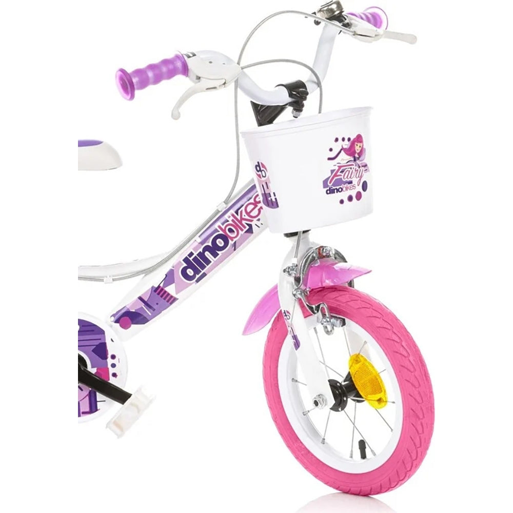 Dino Bikes bicicleta copii 12" pentru 3 ani+ Fairy alb