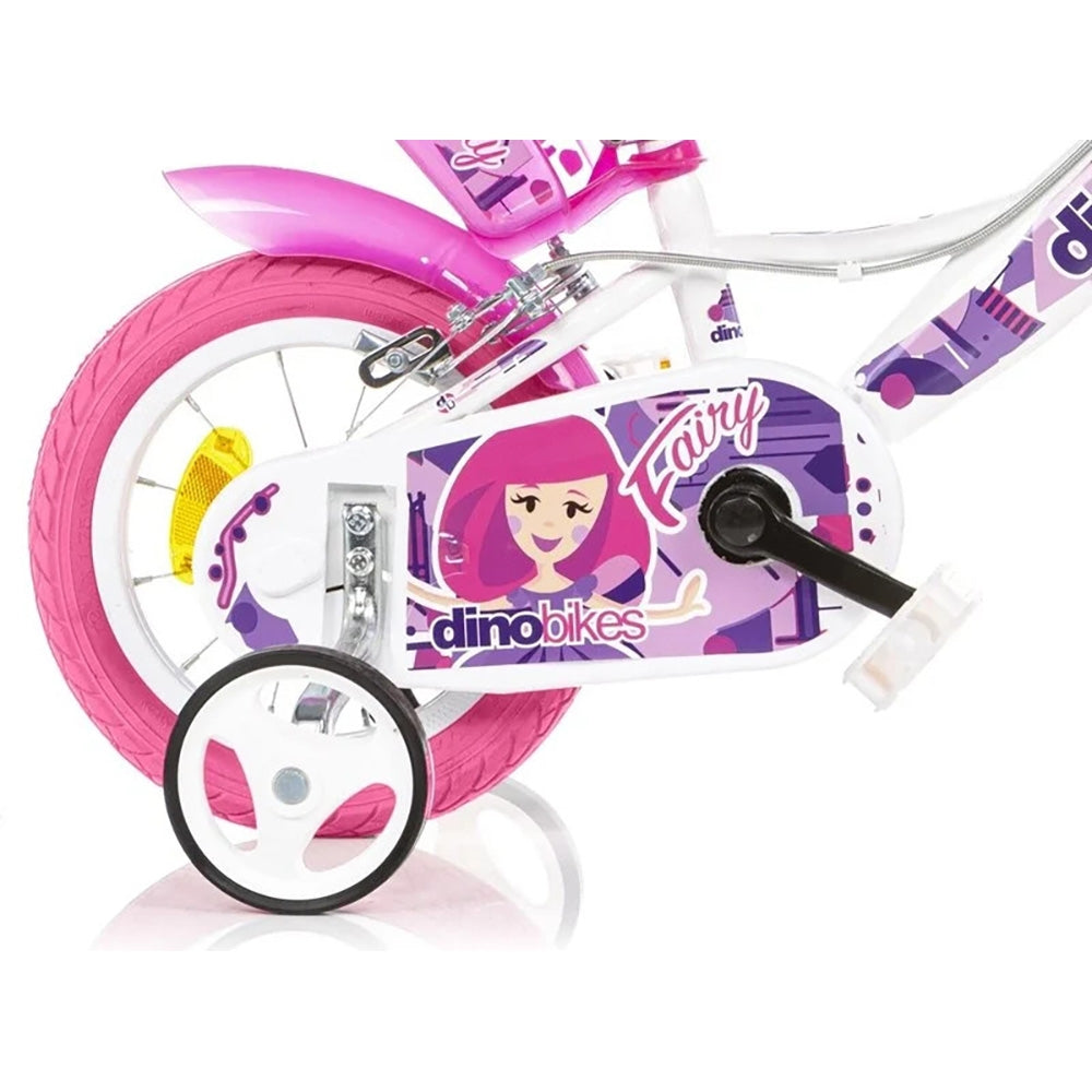 Dino Bikes bicicleta copii 12" pentru 3 ani+ Fairy alb
