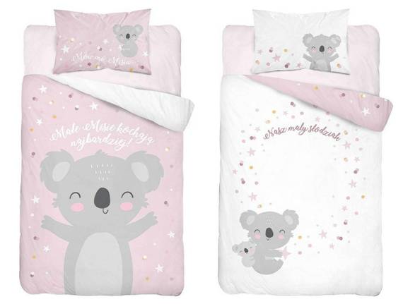Disney Detexpol lenjerie de pat 2 piese 100x135 cm 0m+, Koala pink Imagine principală a produsului
