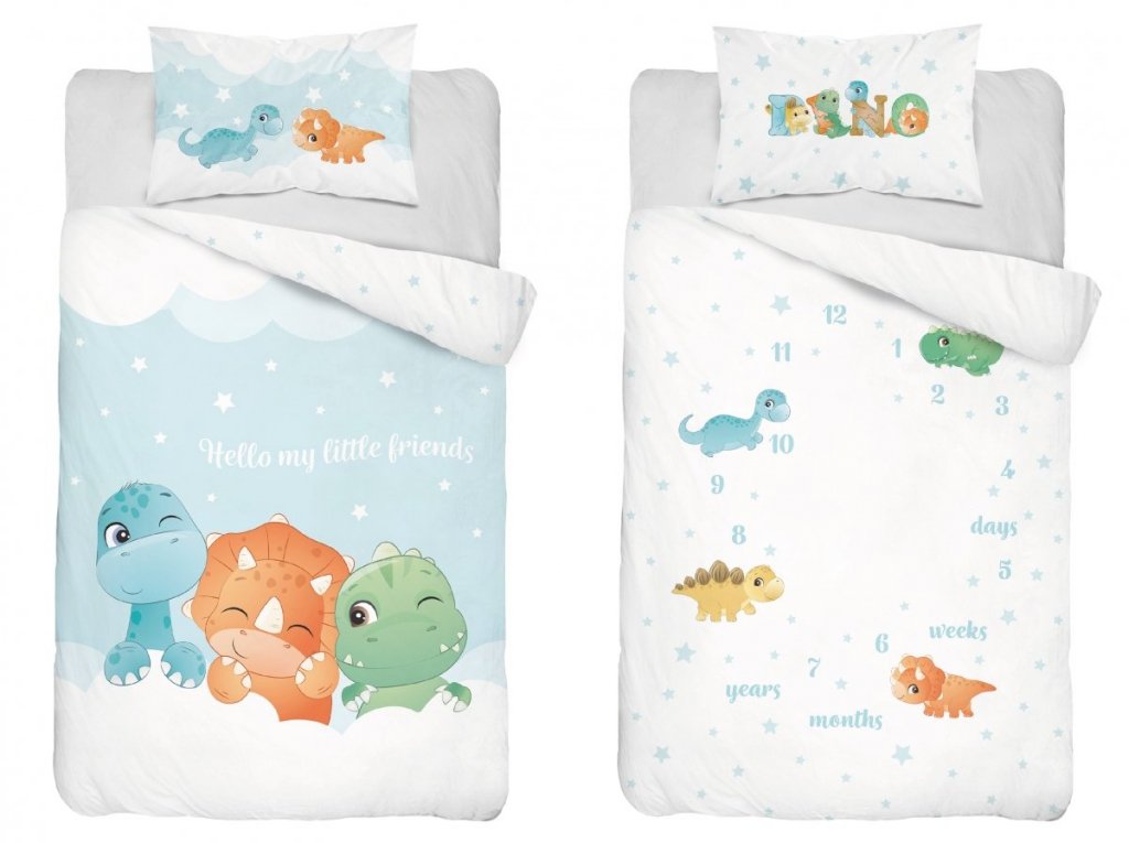 Disney Detexpol lenjerie de pat 2 piese 90x120 cm 0m+, Dino cu albastru